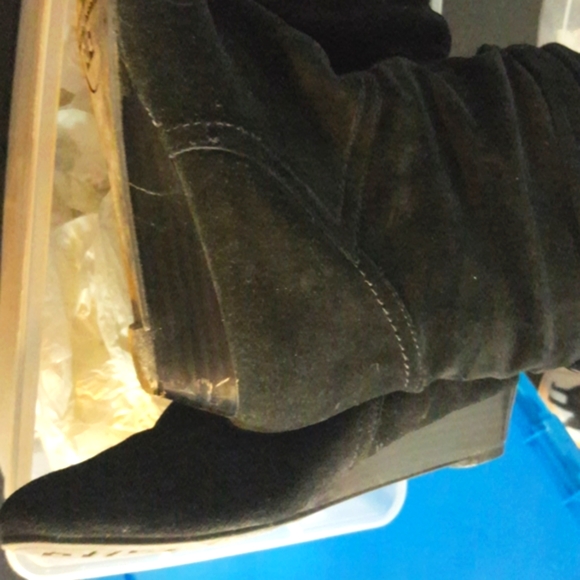 Suede Wedge Boots - Calf Height, Slouchy - 6M - Barely Worn! - Picture 3 of 9